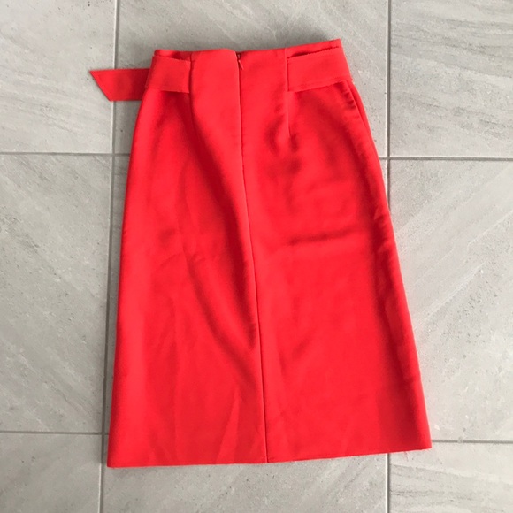 Topshop Bright Red Front Slit Skirt - Picture 4 of 5